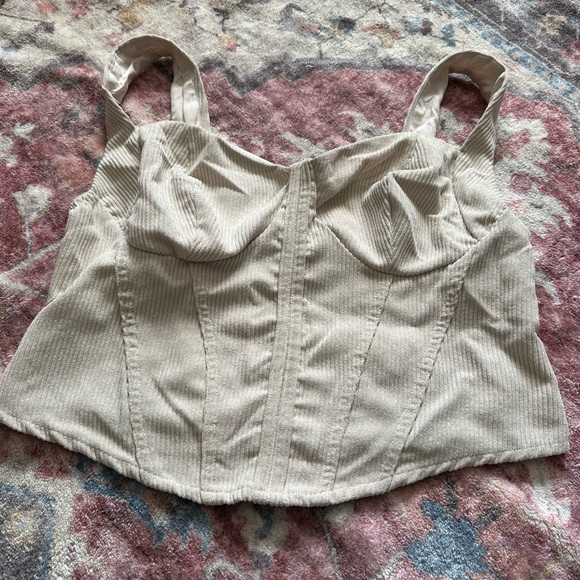 Plus Size Women’s Cream Corduroy Corset Top - Picture 1 of 2